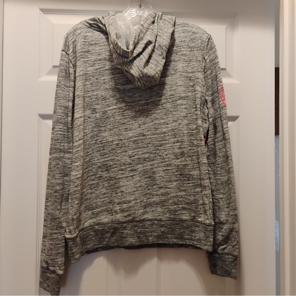 PINK Victoria's Secret Gray Pink Zip Up Hoodie Classic Vibrant Boho Size L - Picture 5 of 8